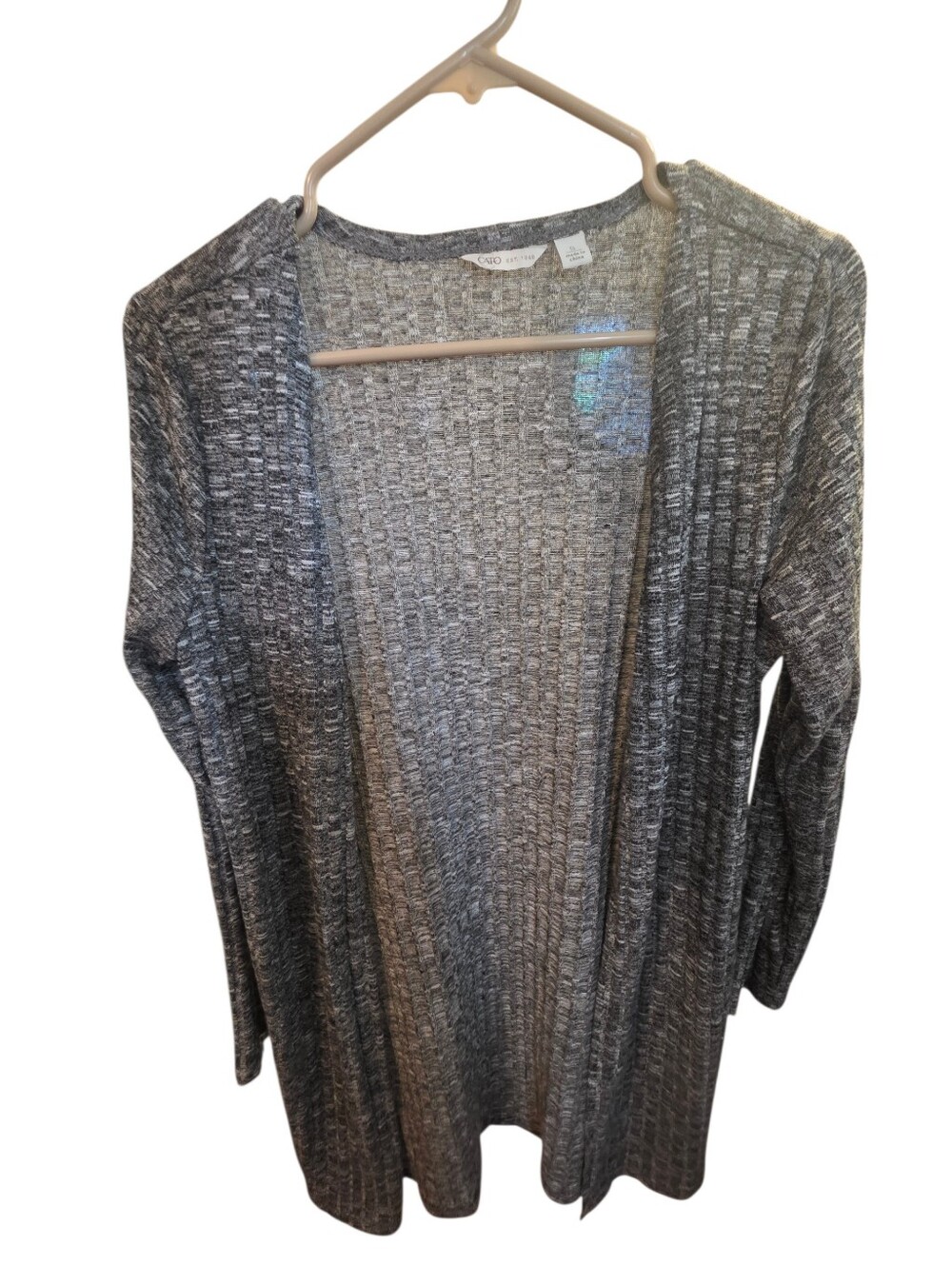 Cato  Open-Front Ribbed Cardigan Sweater - Gray - Picture 3 of 4